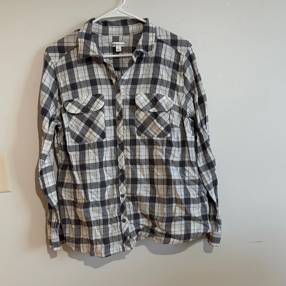 Croft & Barrow Black and White Plaid Button Down Shirt